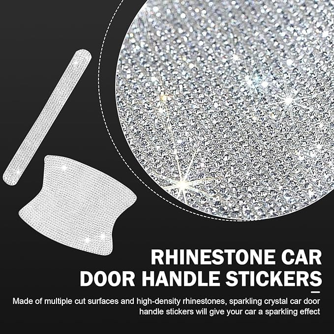 8PCS Bling Car Door Handle Protector, Crystal Rhinestone Car Door Protector, Bling Door Bowl Protective Sticker, Anti-Scratch Auto Protection Accessories, Universal for Most Car, SUV, Truck