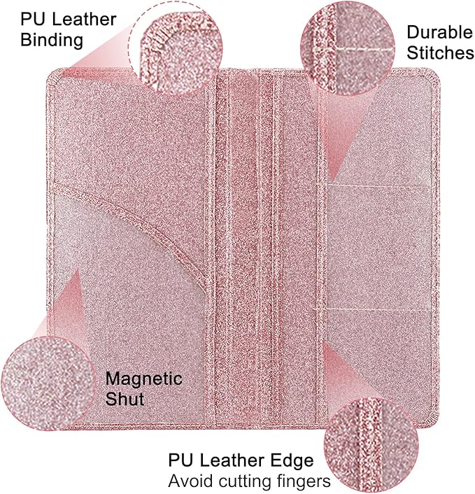 Car Registration and Insurance Holder, Premium Leather Insurance and Registration Holder,vehicle Glove Box Car Organizer, with Magnetic Shut for Cards, Driver License (Glitter Rose Gold)