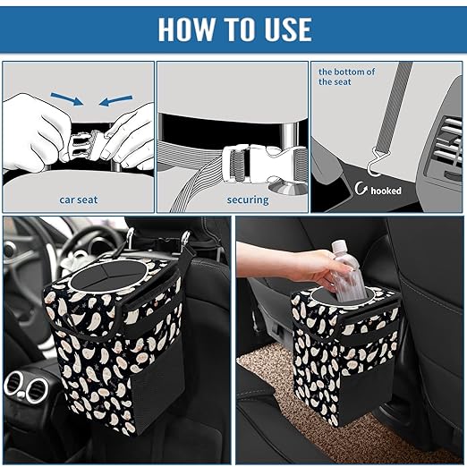GVGHIDZ Car Trash Can – Multi-Purpose, Lightweight and Portable with Durable Water-Resistant Coating, No Installation Required, Practical and Ample Capacity, Variety of Colors Halloween Ghost Pumpkin