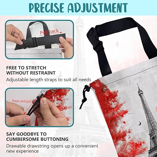 KXWQTRDD Car Garbage Bag Eiffel Tower Red Trees Drawstring Car Trash Bag Hanging for Back Seat with Adjustable Buckle Canvas Vehicle Trash Can Easy-to-Install