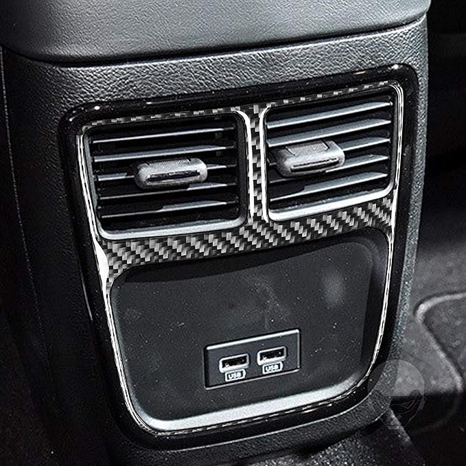 NVCNX Real Premium Carbon Fiber for Chrysler 300 Accessories 2015-2023 2016 2017 2018 2019 2020 2021 2022 S/C/Limited/Touring Car Rear Air Vent Frame Cover Interior Trim Sticker Decal 1PC