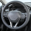 Nappa Leather Steering Wheel Cover, Universal 14.5–15 Inch Non-Slip Breathable Steering Wheel Cover for Cars, Black