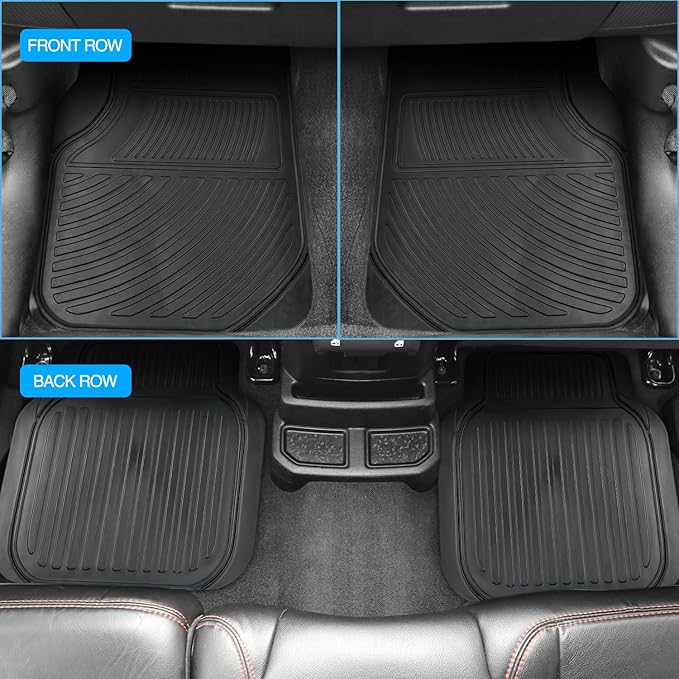 Nilight Rubber Floor Mats for Cars Trucks SUVs, Universal Trim to fit for Most Vehicles, All Weather Protection Heavy Duty Floor Liners, Pack of 4