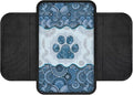 Boho Mandala Dog Paw Pattern Car Armrest Cover with Side Pockets Stretchy Car Armrest Cushion Wear-Resistan Automobile Box Cover Protector Center Console Armrest Cover Pad, Blue