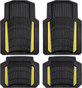 CAR PASS Heavy Duty Rubber Car Floor Mats, Deep Waterproof Car Floor Mats All Weather, Aluminum Film Floor Mats for Cars Non-Slip Universal Trim to Fit for SUV Trucks Sedans Vans,Black Yellow Metallic