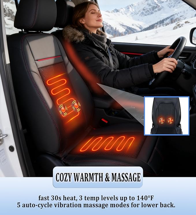 All-Weather Car Seat Cooling System with 16 Fans & Massage, 12V Ventilated Pad for Front Seats, Compatible with Cars and SUVs (Warm&Cooling&Massage-3)