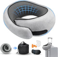 HiztoBlo Neck Pillow for Traveling, Travel Pillows for Airplanes 2025 New 100% Pure Memory Foam, Neck Pillow Airplane with 360º Ergonomic Design, Travel Neck Pillows for Airplanes, Office and Car
