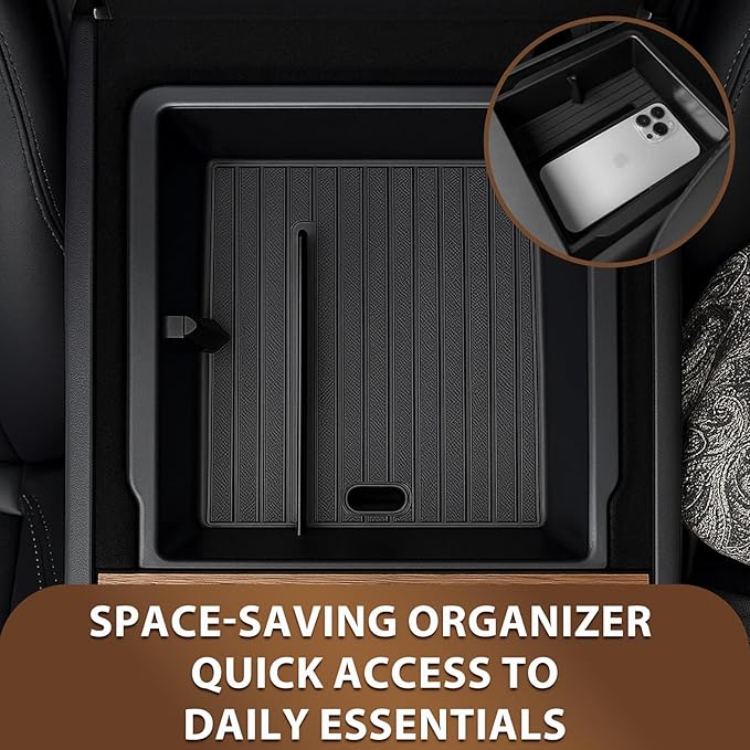 LEQEE Center Console Organizer Tray for Tesla Model Y Juniper Accessories 2025 2026 and Model 3 Highland Accessories 2024 2025 2026 for Tesla Accessories Cup Holder Matte Black (3PCS)