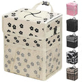 Capolo Car Trash Can with Lid, Leakproof Car Trash Bag Hanging Waterproof Automotive Garbage Can with Storage Pockets Mini Vehicle Trash Bin for Back/Front Seat(Corduroy Black Flower,2.5 Gallon)