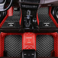 Customize Making Car Floor Mats for 99.99% Sedan SUV Pickup Truck Full Coverage Men Women Cute Leather Protection Pads Non-Slip Floor Liners (Black+Red Side)