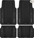CAR PASS Heavy Duty Sporty Rubber Car Mats, Deep Dish All Weather Car Floor Mats Full Set, Waterproof Anti-Slip Automotive Matts Rugs Trim to Fit for Most Sedans SUVs Vans, All Black