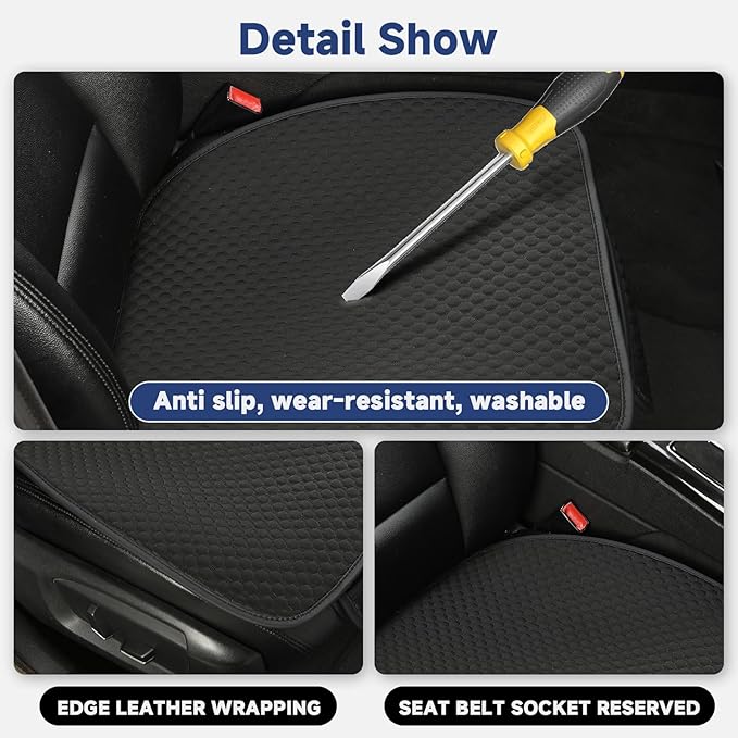 West Llama Car Seat Covers Full Set,Ice Silk Bottom Seat Covers for Cars Include 1 Pair Front Driver Seat Pad Mat and 1 Rear Bench Cover for SUVs,Cars,Sedans(3PC-Black)