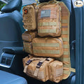 Universal Tactical Car Seat Back Organizer Bag Tactical Molle Vehicle Organizers Panel Vehicle Protector Organizers with 5 Detachable Pouches for Car Truck Ford Jeep (Model A-Khaki)