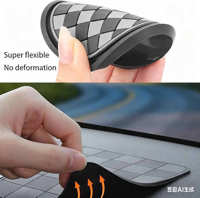 Car Interior Accessories Set – 2PCS Silicone Cup Holder Coasters & 1PCS Anti-Slip Dashboard Pad, Universal Non-Slip Rubber Mat for Phone Keys Sunglasses, Fit for Car SUV Truck