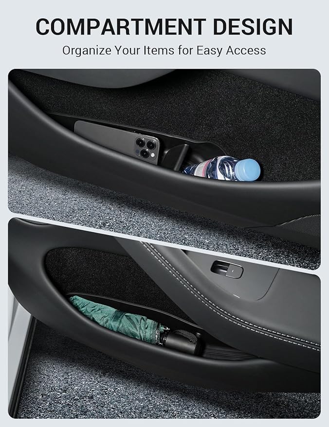 Motrobe 2026 Tesla Model Y Juniper Door Side Storage Box Door Pocket Liner Side Organizer Tray Waterproof TPE Front & Rear Model Y Juniper (Standard/Premium/Performance 2025/2026) Accessories