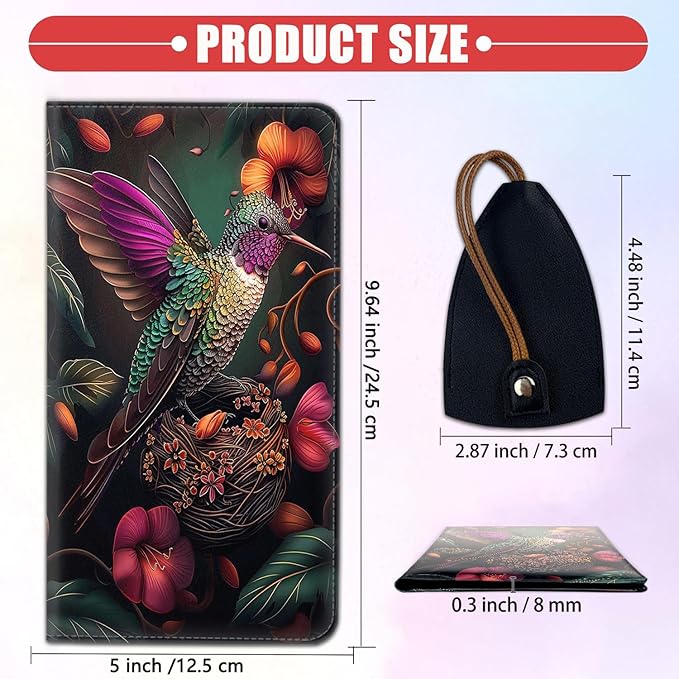 Car Registration and Insurance Card Holder for Women Men, Waterproof PU Leather Glove Box Car Organizer with Magnetic Shut, Vehicle Document Holder for Driver License,Cards, Hummingbird Color