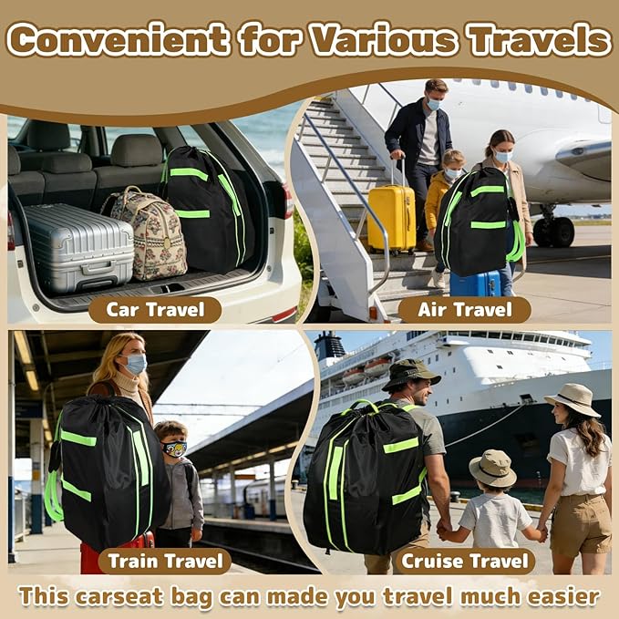 Sublaga Carseat Bag for Airplane Travel, Carseat Gate Check Bag, Durable Car Seat Cover Baby Travel and 2 Pcs Luggage Tags For Airplane, Perfect for Air Travel Family Vacations and Parent with Infants