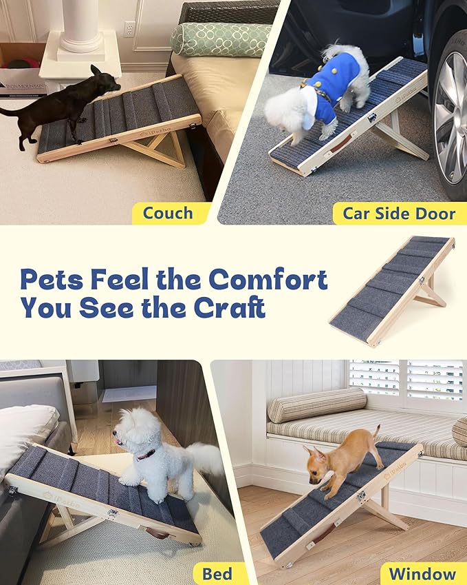 iPetba Dog Ramp for Couch & Bed - Joint & Spine Support with Gentle Incline for Small Dogs, Adjustable, Anti-Slip & Foldable, Up to 35 lbs