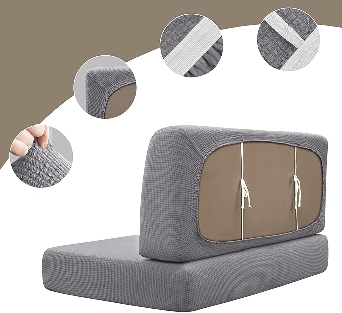 Stretch Rv Dinette Cushion Covers,Rv Dinette Booth Seats with 1 Backrest & 1 Bench Cover,38 in Camper Cushion Slipcover Booth Set,2 Set-Light Gray