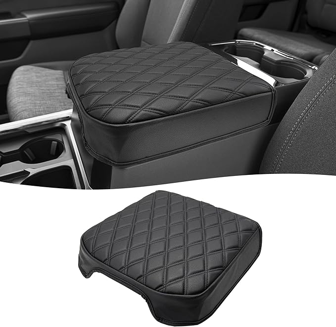 KBH Center Console Armrest Cover for 2023 2024 2025 2026 Ford F250-F550 Super Duty, Bucket Seat Console, Arm Rest Lid Box Cushion Pad, Anti-Scratch, Black