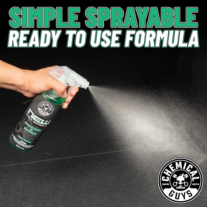 Chemical Guys AIR_101_04 New Car Smell Premium Air Freshener and Odor Eliminator, New Car Scent, (Great for Cars, Trucks, SUVs, RVs & More) 4 fl oz