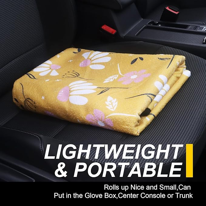LoyaGour Back Seat Cover for Car Trucks Van SUV,Waterproof Rear Bench Towel Seat Covers for Dogs and Kids,Automotive Backseat Protector (Chamomile and Yellow)