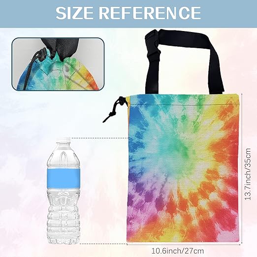 Retro Rainbow Swirl Car Garbage Bag,Small Car Trash Bag Hanging Back of Seat,Drawstring Car Trash Bag with Adjustable Buckle,Car Accessories for Camping Travelling