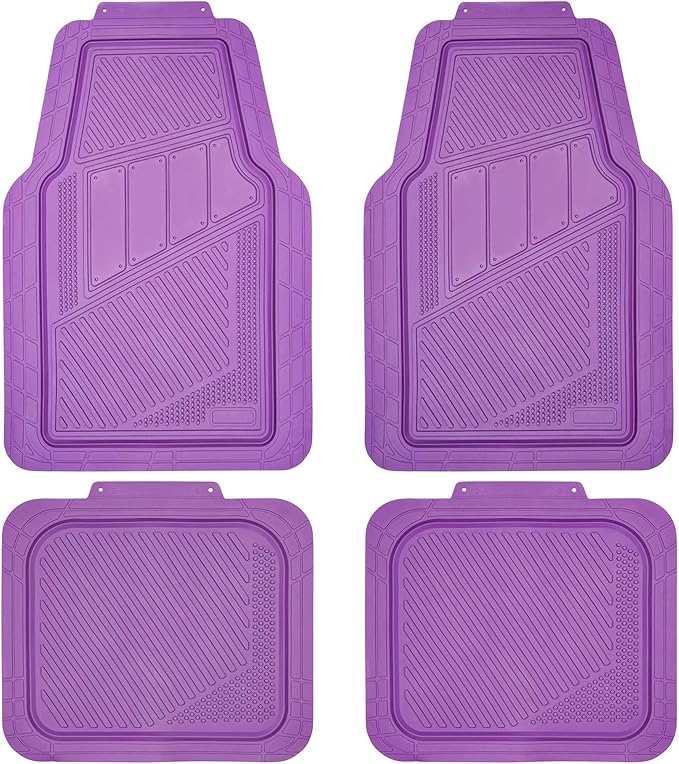 CAR PASS Heavy Duty Rubber Floor Mats 4-Piece Car Mat Set - Universal Waterproof Floor Mats for Car SUV Truck, Durable All-Weather Mats(Purple)