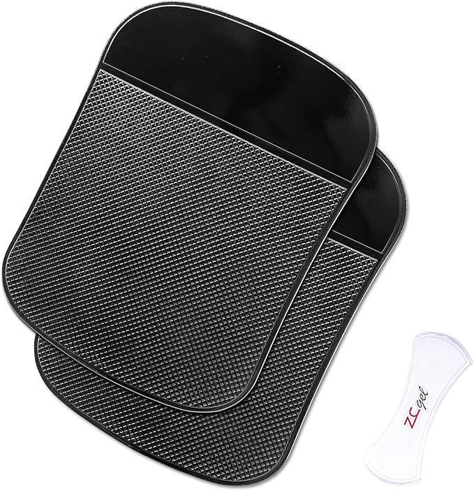 ZC GEL Car Dashboard Sticky Pad (2 Pack), Larger Size Reusable and Washable Anti-Slip Cell Pads with Strong Adhesive, Can Hold Cell Phones, Sunglasses, Coins ect. (7.5" x 5.5")