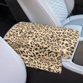 Car Center Console Cover, Leopard Print Soft and Comfortable Car Armrest Box Pad with 4 Storage Bags, Non-Slip Car Interior Accessories Arm Rest Cushion for Car Truck SUV Van