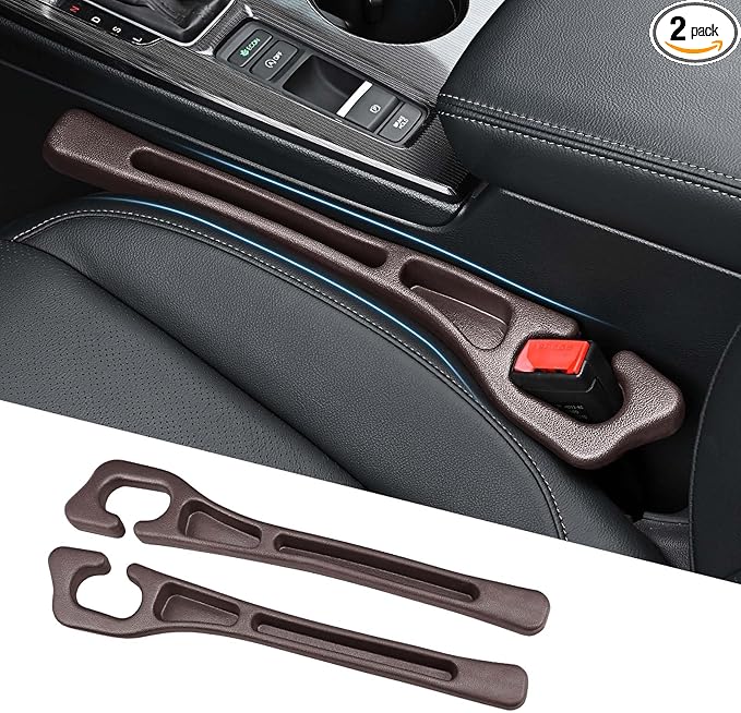 2 Pack Car Seat Gap Filler, Car Seat Gap Plug to Fill The Gap Between Seat and Console, Universal Car Seat Gap Filler Organizer Crevice Blocker Stop Things from Dropping (Brown)