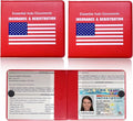 Ziciner Car Registration Insurance Holder, 2Pack Essential Auto Card Document Glove Box Organizer with Velcro Closure, Universal Car Accessories Perfect for Men & Women (Red/Blue Flag)