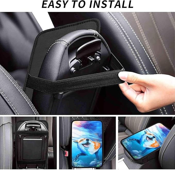indokyeyqaz Universal Car Center Console Cushion Pad, Swimming Dog Soft Waterproof Car Center Console Cover Auto Armrest Seat Box Cover Protector for Most Vehicle SUV Truck Car