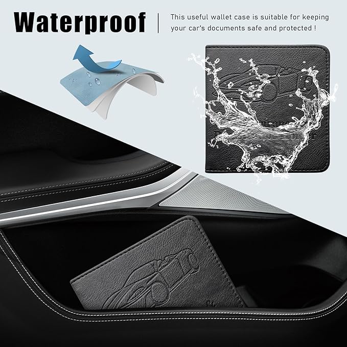Ziciner Car Registration and Insurance Holder, Auto Card Document Glove Box Organizer with Magnetic Closure, Universal Vehicle Interior Accessories for Cars SUVs (Black-Small)