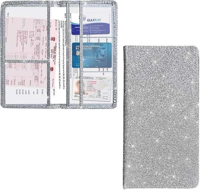 Kewucn Car Registration and Insurance Holder, Leather Auto Glove Box Organizer, Vehicle Compartment Accessories Case for Cards, Driver License & Essential Documents