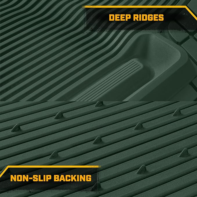 Cat® ToughLiner™ Car Floor Mats - Heavy Duty Trim to Fit Mat for Trucks - Car Mats & SUV Floor Liners for Car - All-Weather Truck Accessories & Odorless Rubber Automotive Mats - Green