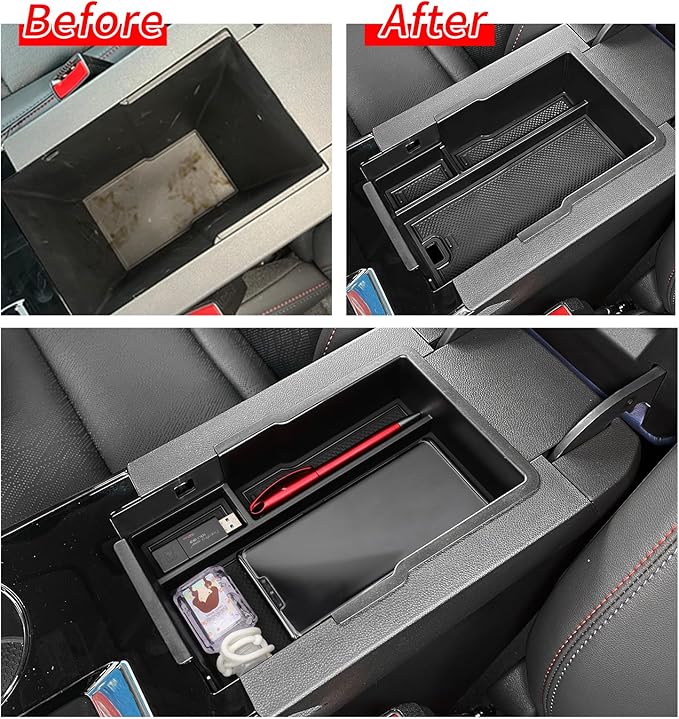 SMABEE Center Console Organizer for Chevrolet Chevy Equinox 2025 2026 Armrest Storage Box ABS Storage Tray Insert Interior Accessories Black