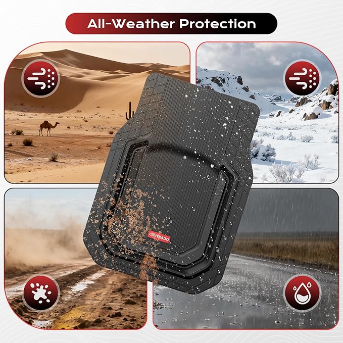 Coverado Car Floor Mats for Cars, Waterproof All Weather Protection, Deep Dish Car Mats, Universal Trim to Fit Automotive Mats Car Accessories for Cars SUV Truck, 3PCS Set, Black
