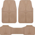 CAR PASS Rubber Car Mats,Car Floor Mats All Weather, Waterproof Trim-to Fit Automotive Floor Mats for Cars Trucks SUV,Anti-Slip Easy Clean, Heavy Duty Car Mats Full Set 3-Piece,All Beige