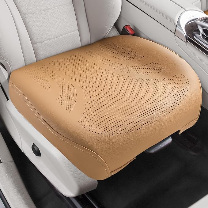 CAPITAUTO 1 Piece Seat Covers Front PU Leather Car Seat Covers, Universal Bottom Seat Covers for Cars,Full Wrapping Edge Fits 95% of car (Brown)