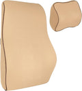 HARFINGTON Car Headrest & Lumbar Support Pillow Kit Memory Foam Ergonomic Seat Headrest & Lumbar Cushion for Driving Office Car Seat, Camel