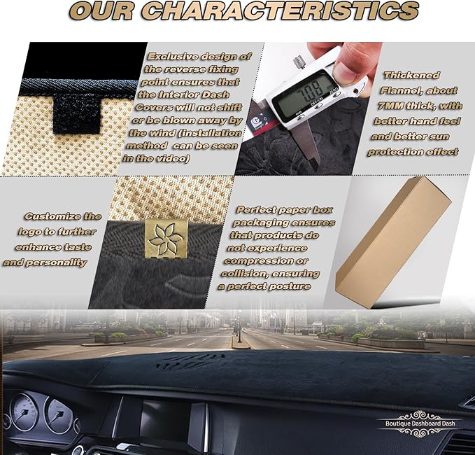 TUCAREST Dash Cover Fit for 20-24 to-yota Corolla/19 Corolla SE XSE 4-Door Hatchback Nonslip Dash Cover Mat Sunshade No-Glare Slip Pad Carpet Sunshield Protector (Without HUD) Flannel Black Embossed