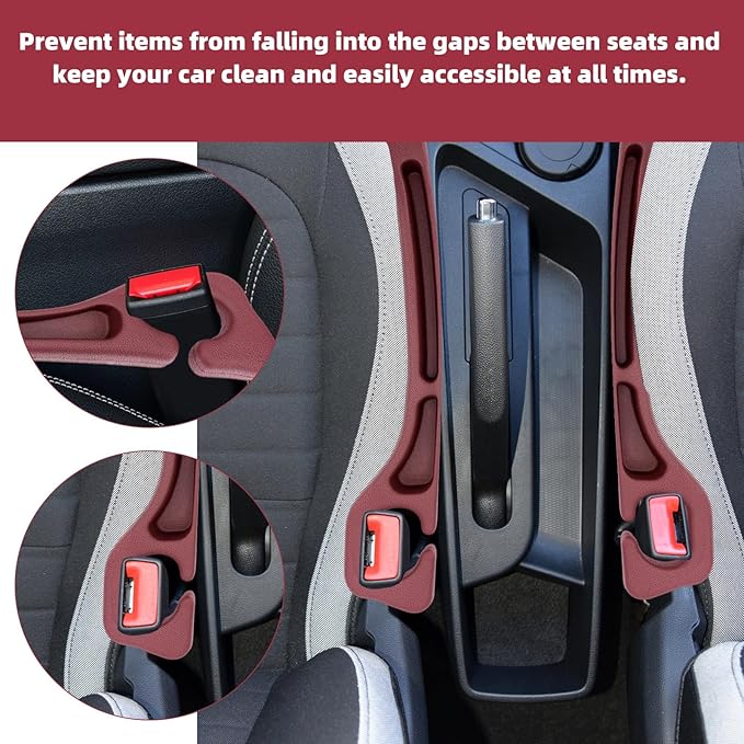 2pcs Car Seat Gap Filler, No Drop Guard Universal Gap Organizer Between Seat and Console Prevents Phone Keys Cards Falling (Red)