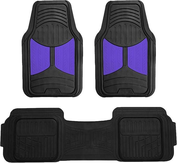 FH Group Car Floor Mats - Heavy-Duty Rubber Floor Mats for Cars, Universal Fit Full Set, Trimmable Automotive Floor Mats, Climaproof Floor Mats for Most Sedan, SUV, Truck Floor Mats Blue