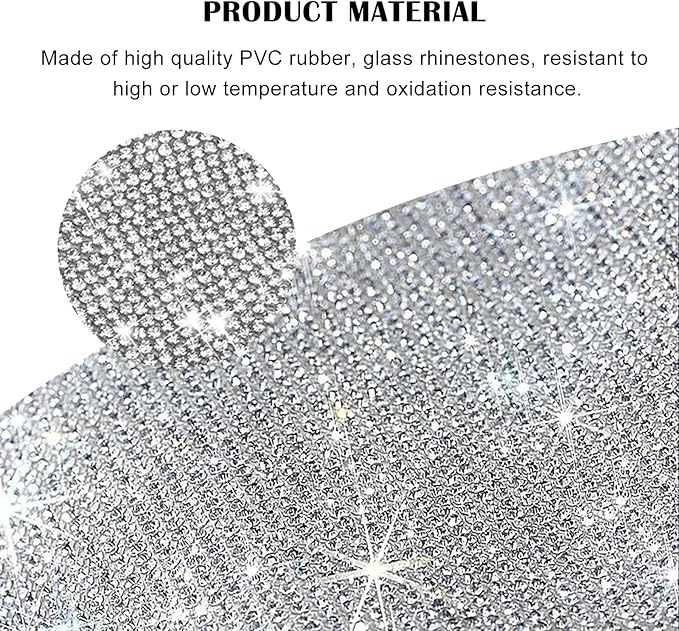 kingsea 8pcs Bling Car Door Handle Protector Stickers,Crystal Rhinestone Glitter Car Door Handles Cup Scratch Protectors Decals Universal (White)
