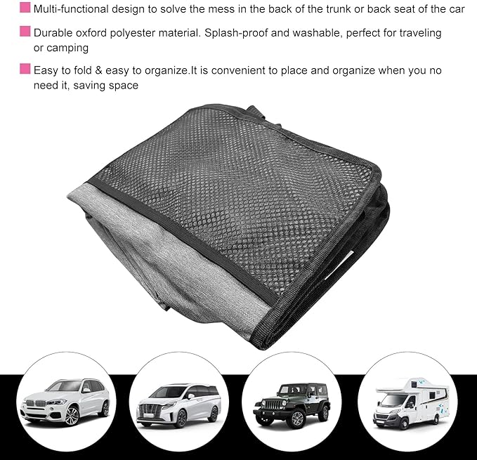 Trunk Hanging Storage Bag, Car Backseat Hanging Organizer with 7 Large Storage Bags, Super Capacity Auto Organizer for SUV, Truck, Van, Universal Interior Car Accessories (Gray)