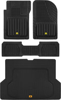 CAT® Car Mats Full Set - Automotive Floor Mats & Cargo Liners & SUV Floor Mats - Car Floor Mats All Weather Trim-to-Fit Rubber Universal Car Mats & Trunk Cargo Liners Black Floor Mats for Mini-Van