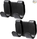 Car Seat Hooks for Tesla Model Y(Juniper) Model 3(Highland), Leather-Wrapped with Stainless Steel Core & Handmade Stitching, Purse Hanger Bag Holder, Automotive Seat Back Organizers (Black-2 Pack)
