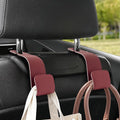 Romiona Leather Car Purse Hooks with Larger Strap Holder Purse Hook Purse Holder for car car seat Back Hooks Automotive seat Back Organizer headrest Hooks for Bags and Purse (Red, 2pcs)
