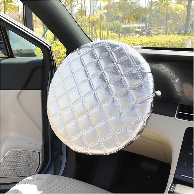 Car Steering Wheel Cover Sun Shade,Car Wheel Cover with Aluminum Film and Cotton Lining for Steeringwheel Sun Protection,Universal Maximum 15.75" Truck Steering Wheels Covers